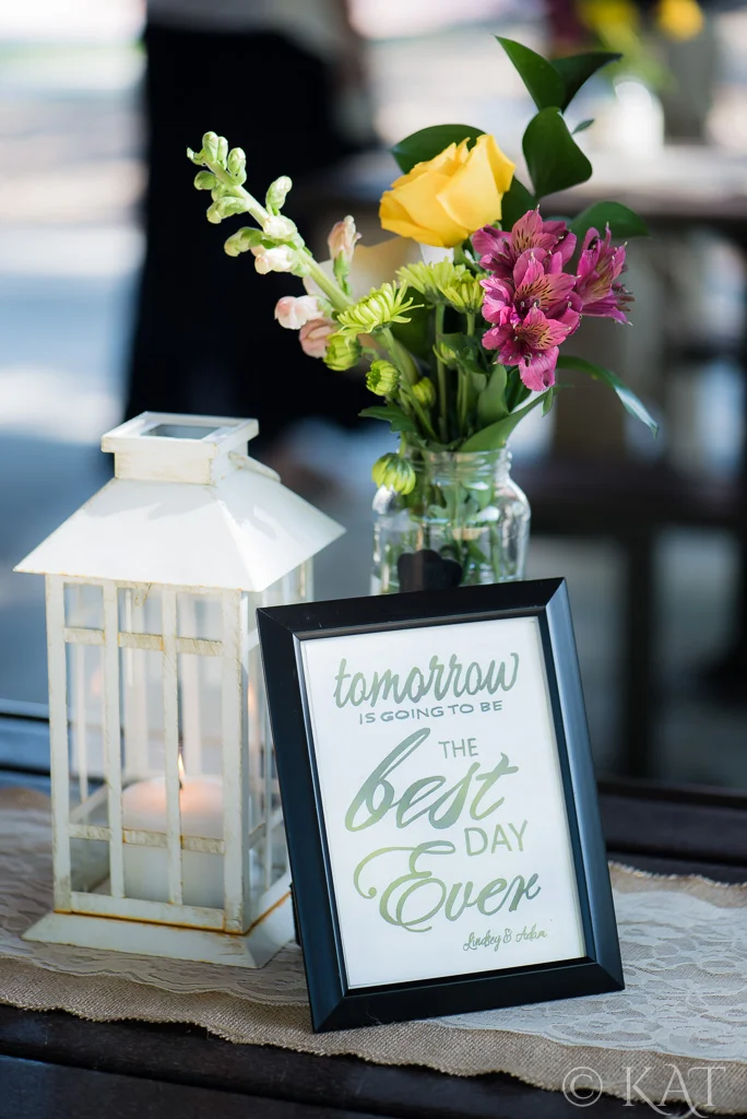 Lindsey's step-mom Kristen helped plan out the rehearsal dinner, and included this adorable little table setup. Tomorrow certainly IS going to be the best day ever.