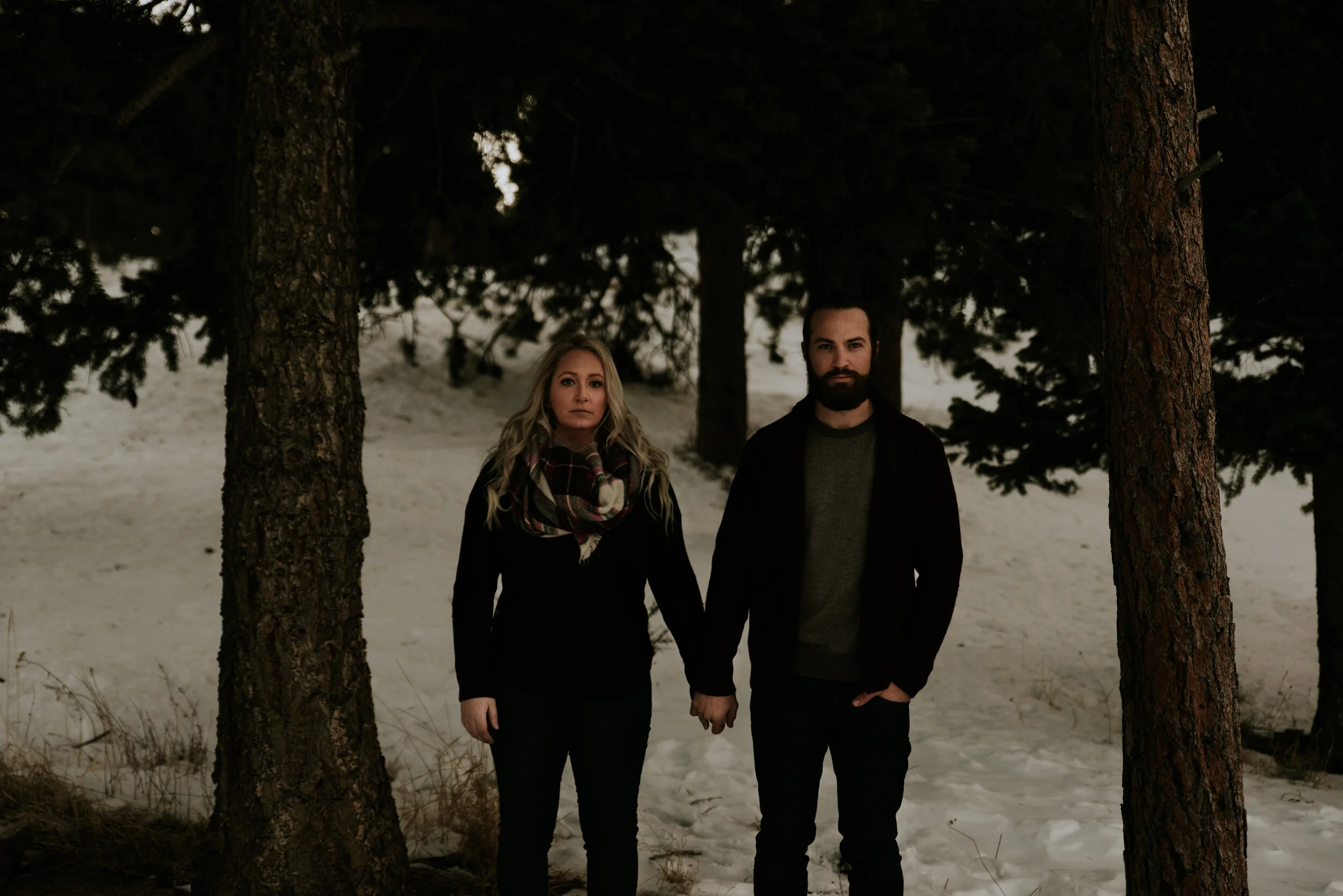dark-woodsy-engagement-photo-in-Colorado