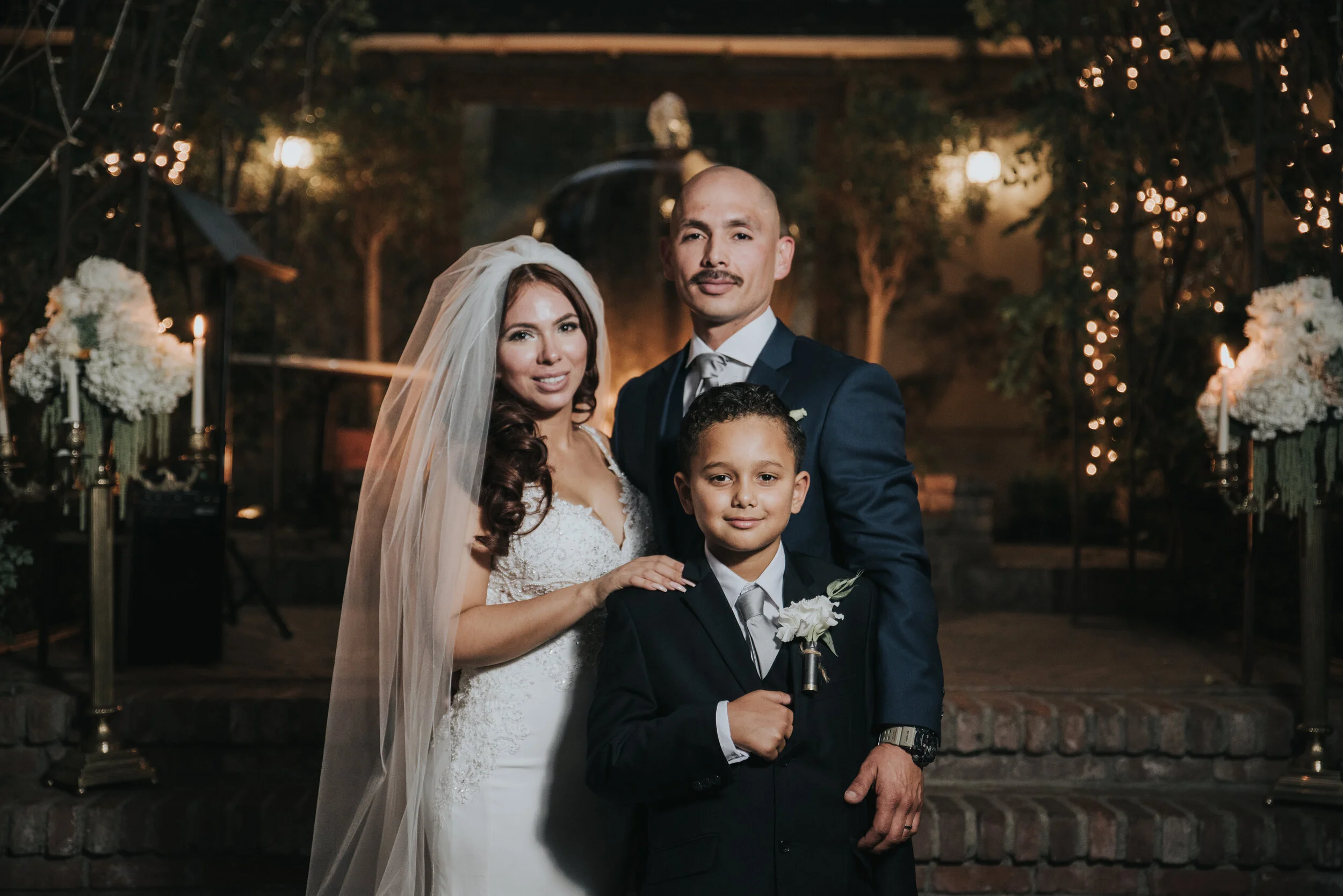 Family poses during formals at an elopement