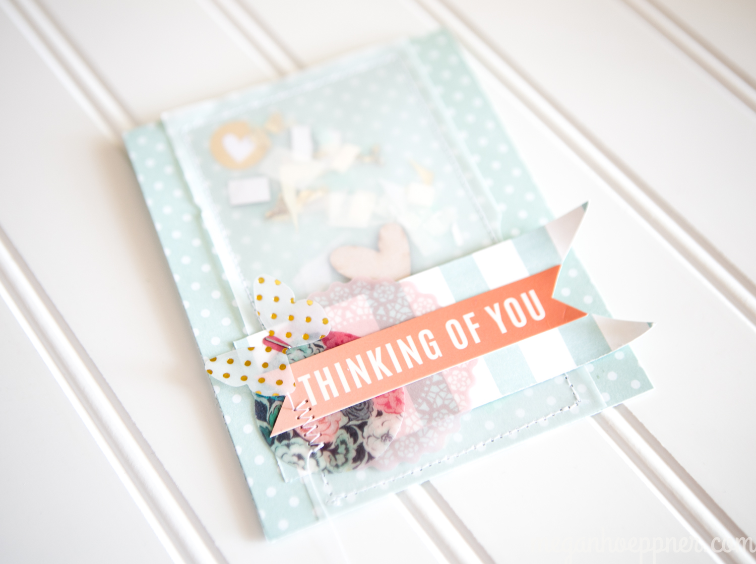 supplies: Exact same as previous card :) Except the pre-made heart in the circle, which is part of the confetti mix. It's from Simple Stories.