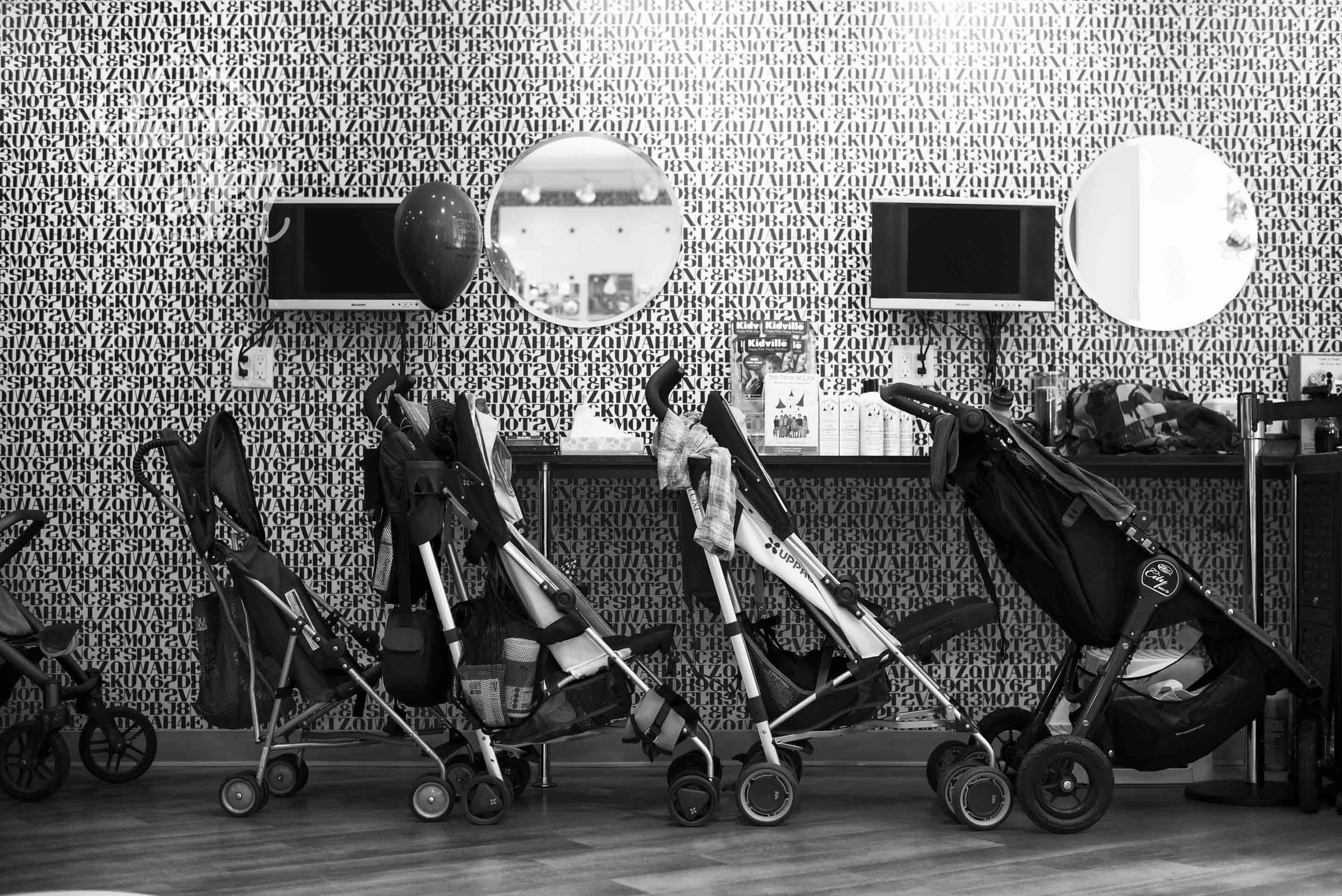 Filling up with strollers (this was just the start)