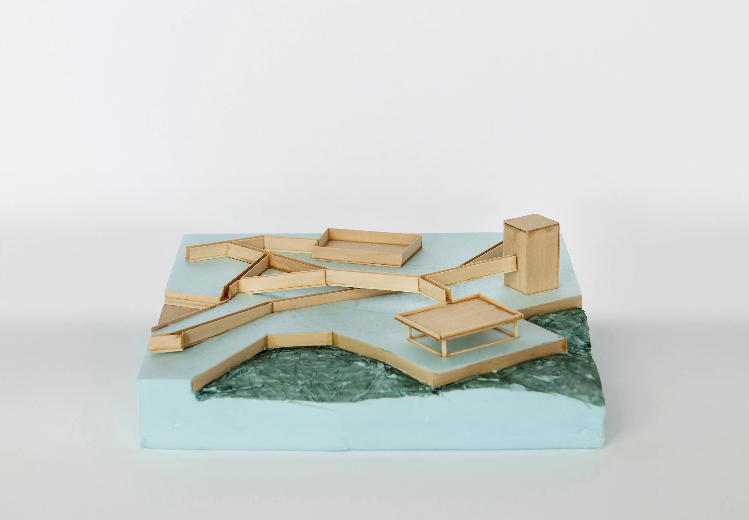  Foam and basswood study model of the   possible new infrastructure. 