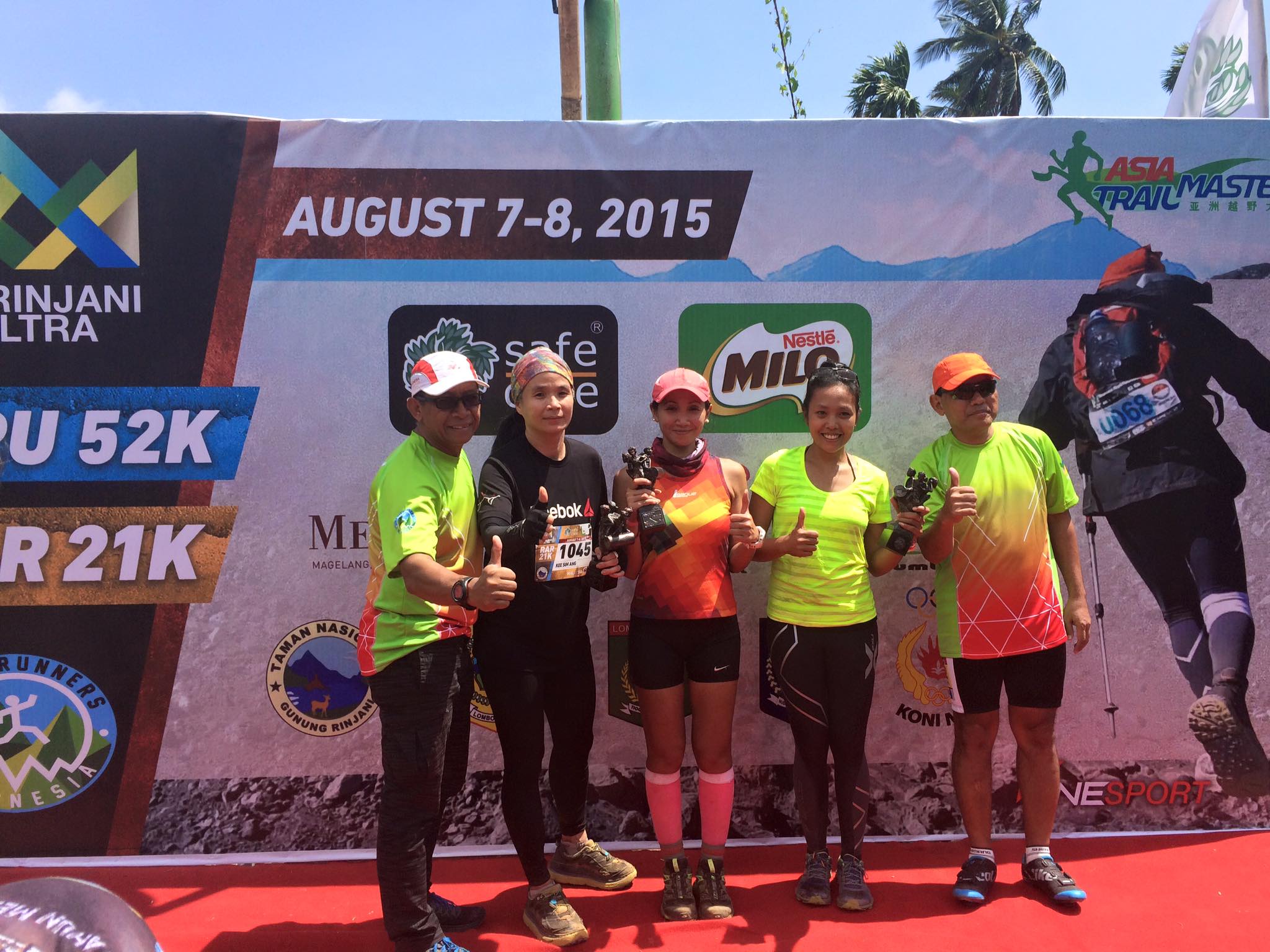 Podium of the women's RAR race with winner Ina Budiyarni in the middle. 