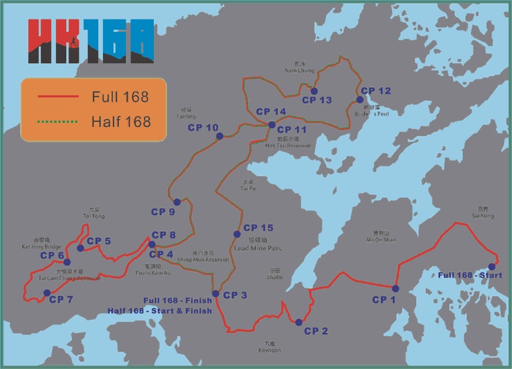 Map of the two longest race distances at HK 168