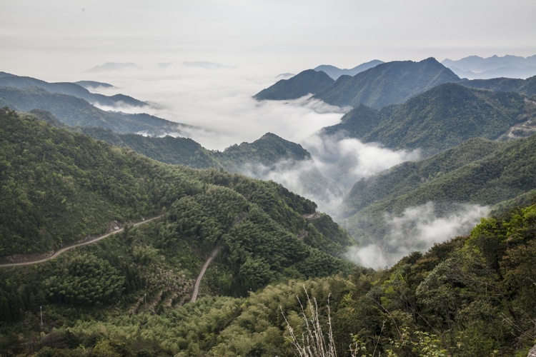 The mountains around Linhai in Zhejiang Province, close to Ningbo