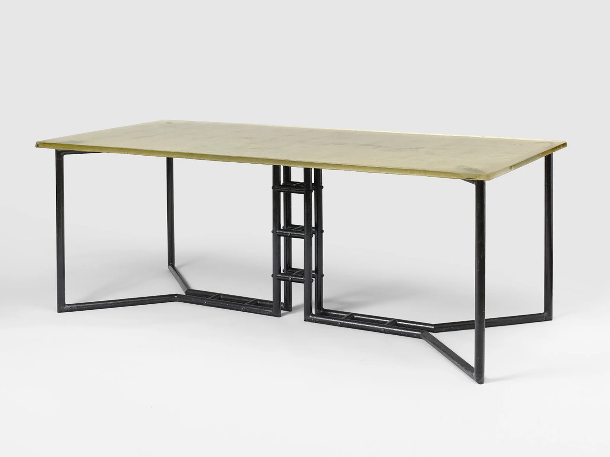 Pierre Chareau, Dining Table ca. 1932 Glass and painted metal; size: 70 x 80 x 80 cm Courtesy of Jacques Lacoste Gallery ⓒ Hervé Lewandowski