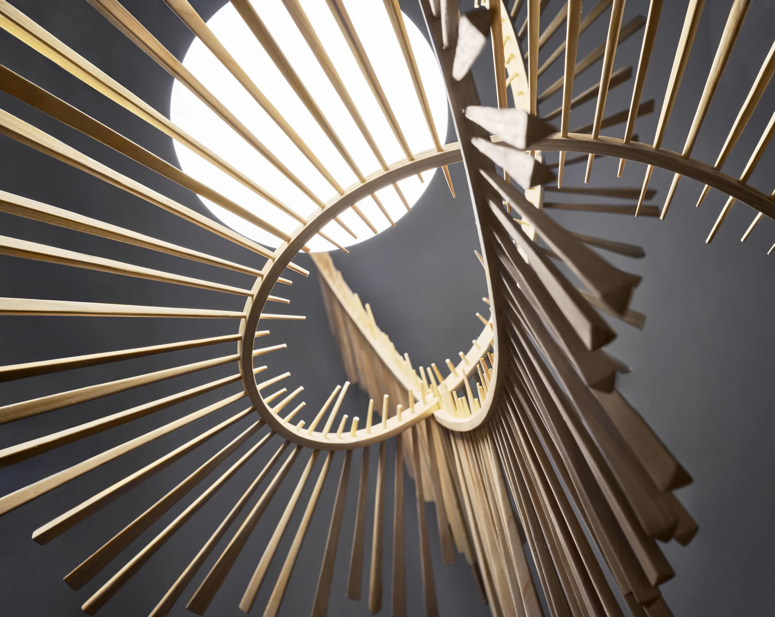 Aimei pendant lamp detail, ash wood, 2019 ⓒ Arturo Álvarez Design: Arturo Álvarez