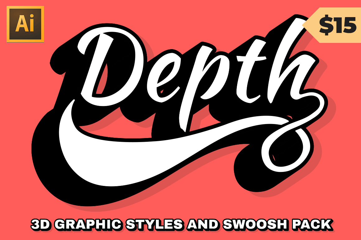 Depth - Adobe Illustrator 3D Extrude and Swoosh Kit