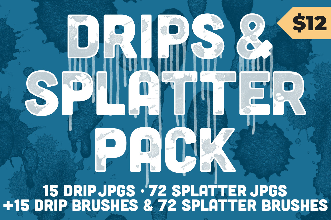 Drips and Splatters Photoshop Brush and Texture Pack