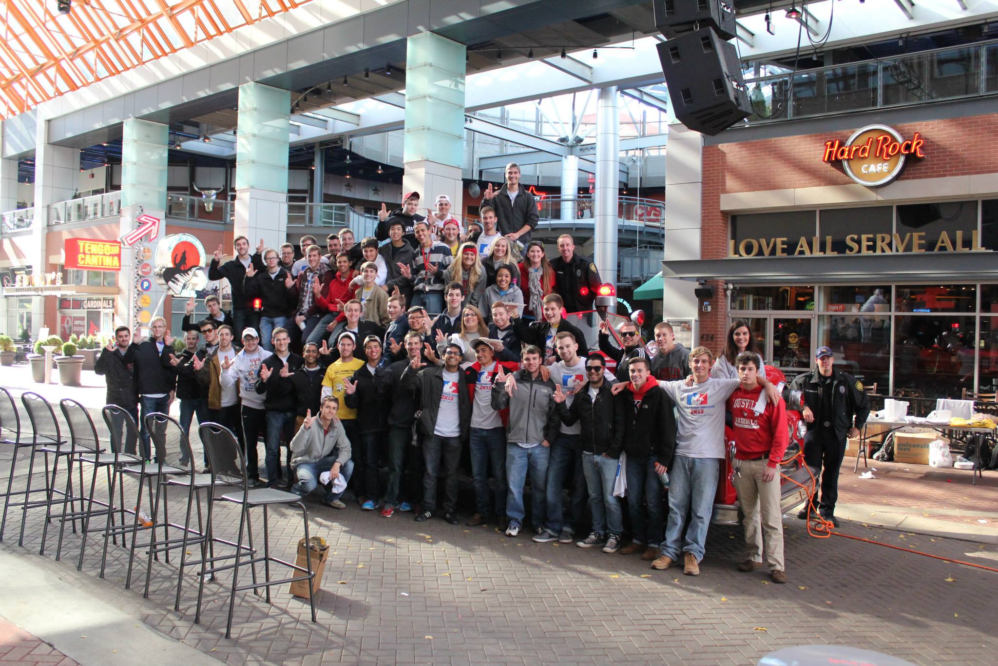 Brothers of Kappa Zeta at last year's Fireman Challenge.