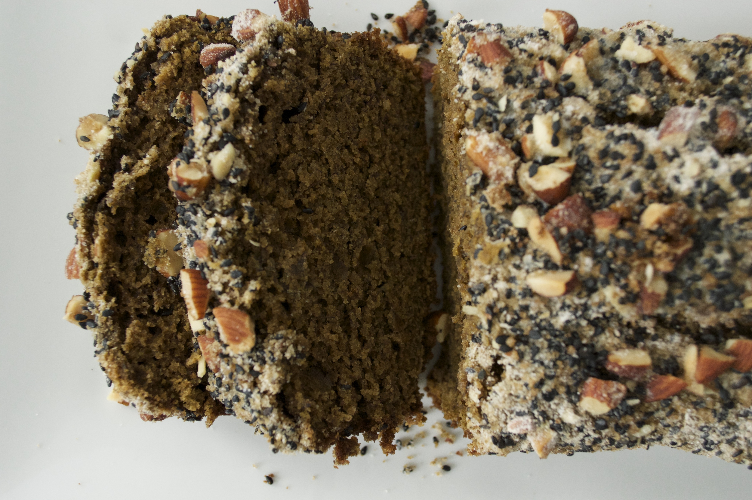 matcha banana bread with black sesame-and-almond crumble