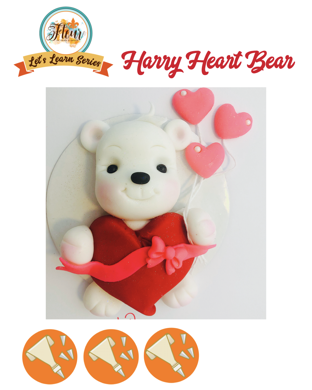 HARRY HEART BEAR FONDANT FIGURE