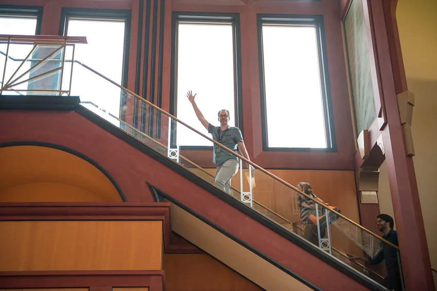  Brandon hikes to the VIP Lounge 