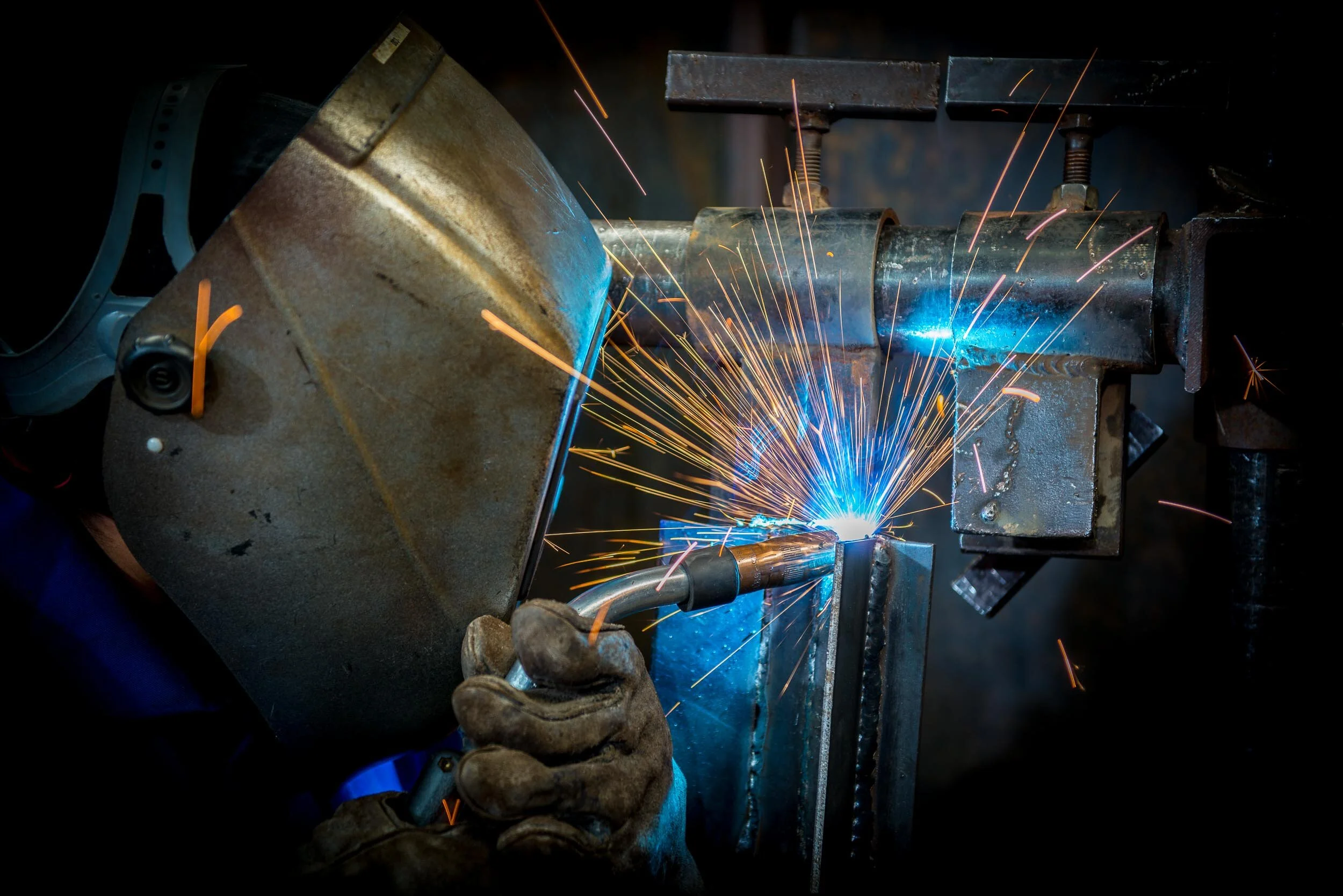 Close up of welder