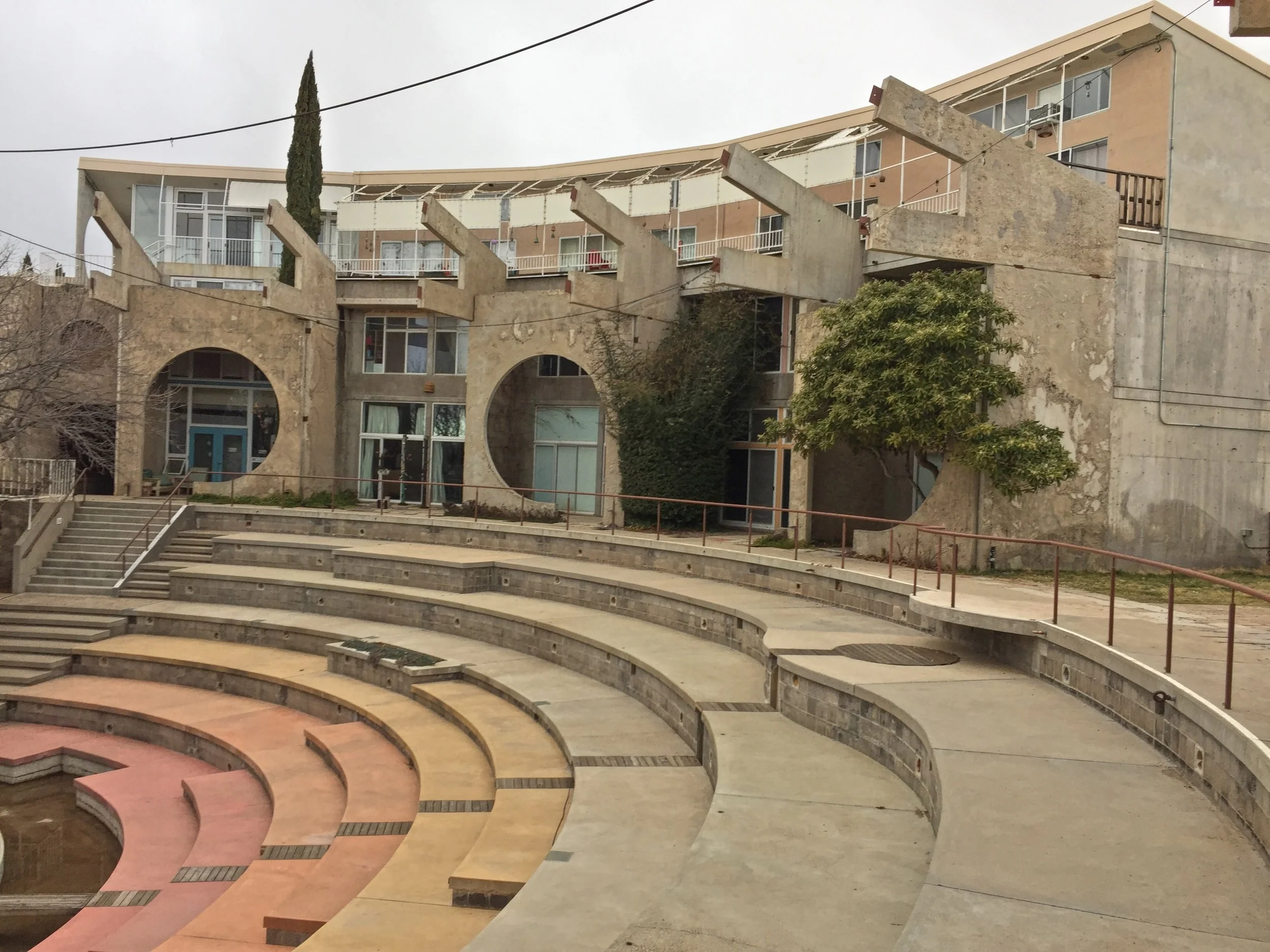 Living spaces overlook the amphitheater