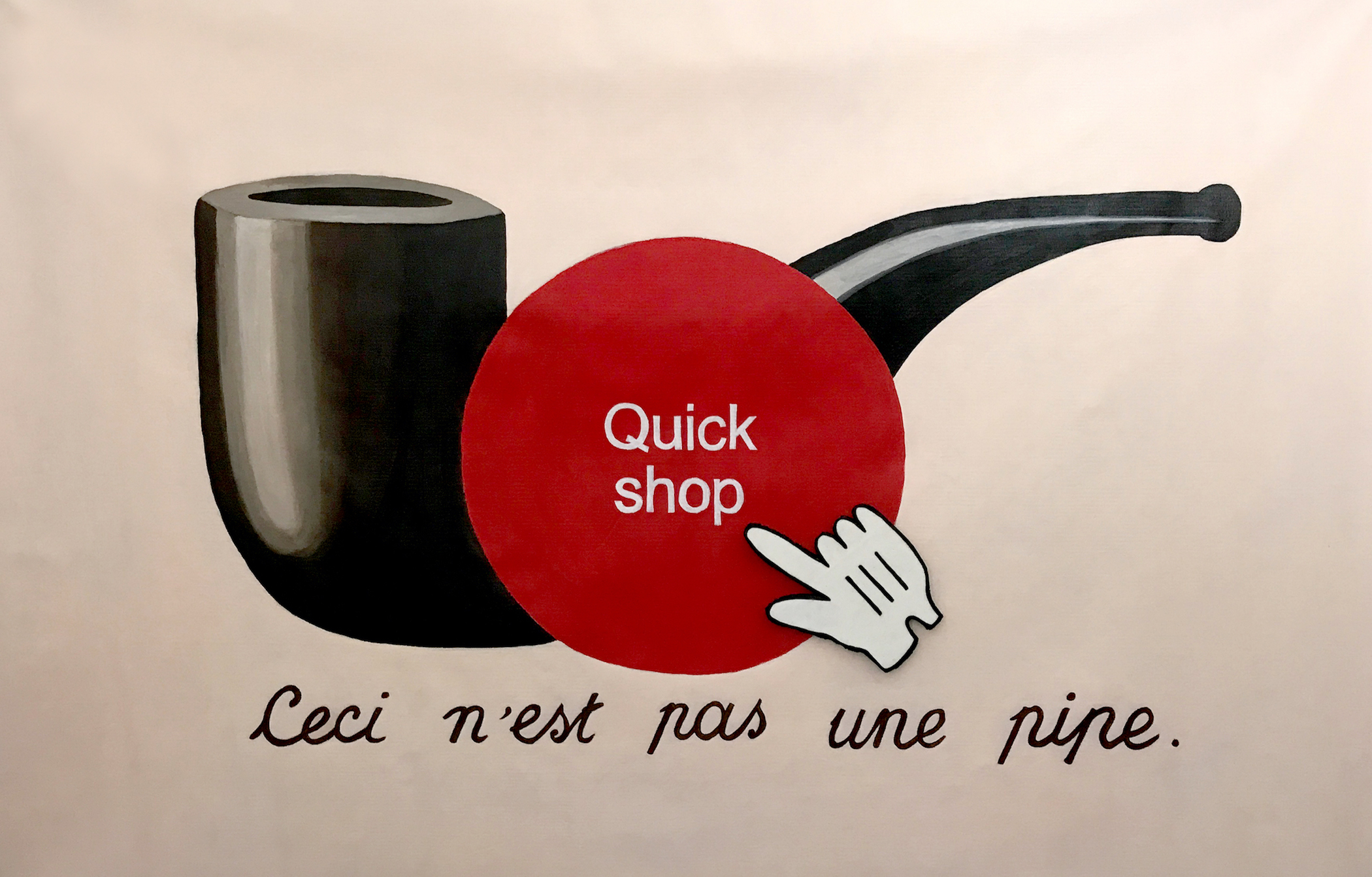   LACMA Quick shop painting (Magritte)   Acrylic on Vinyl, Foam 70” x 55” 2018 