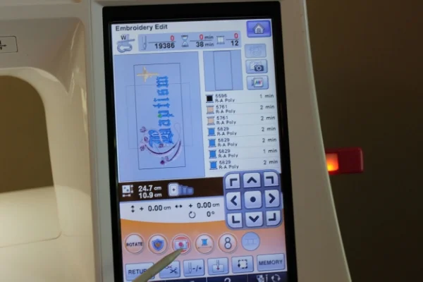 On the Baby Lock machine, basting is simply added automatically at the beginning of the process by the press of a button.