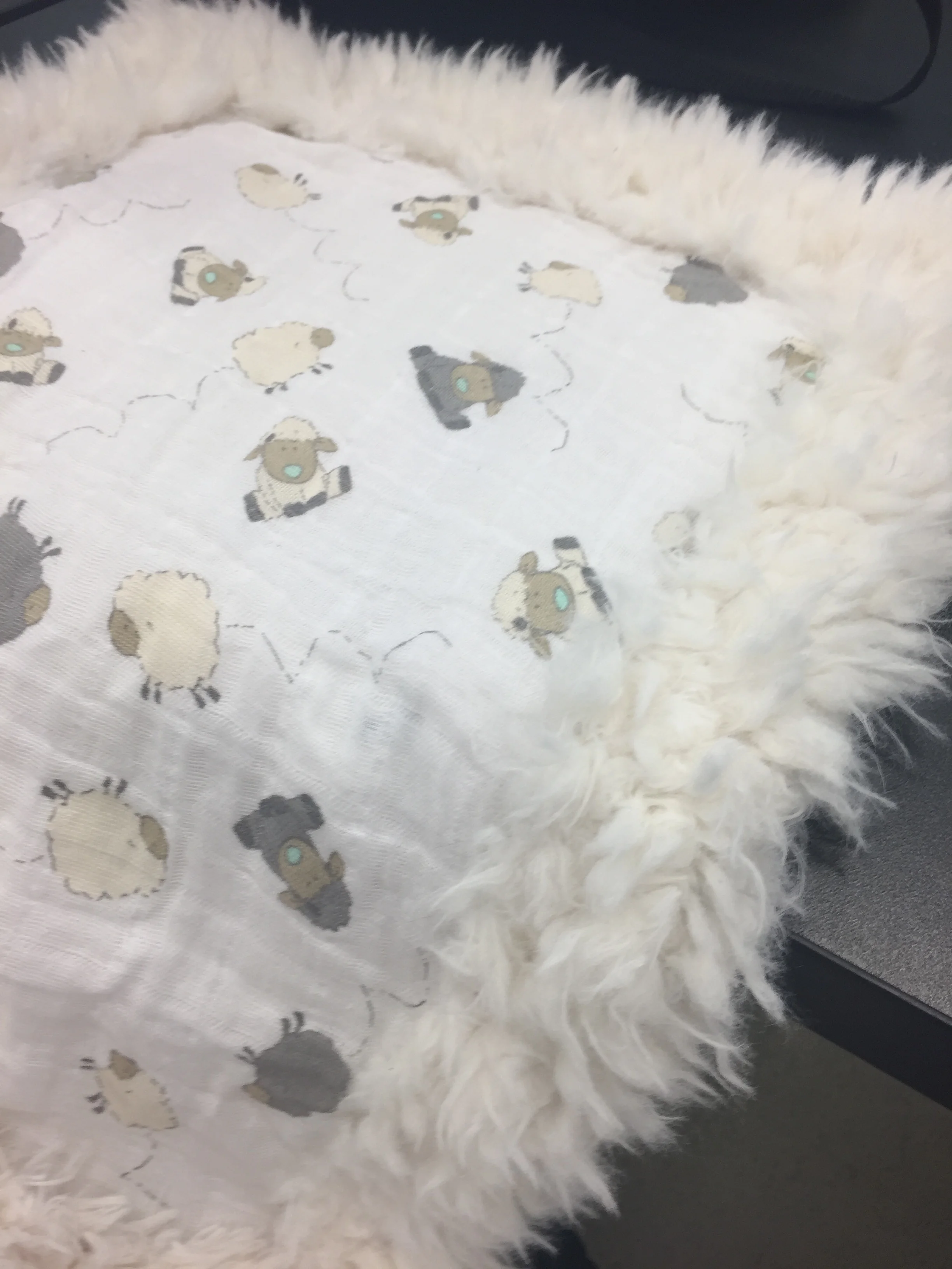 This is a sweet blanket made with Embrace on the top and a gorgeous Luxe Cuddle on the bottom
