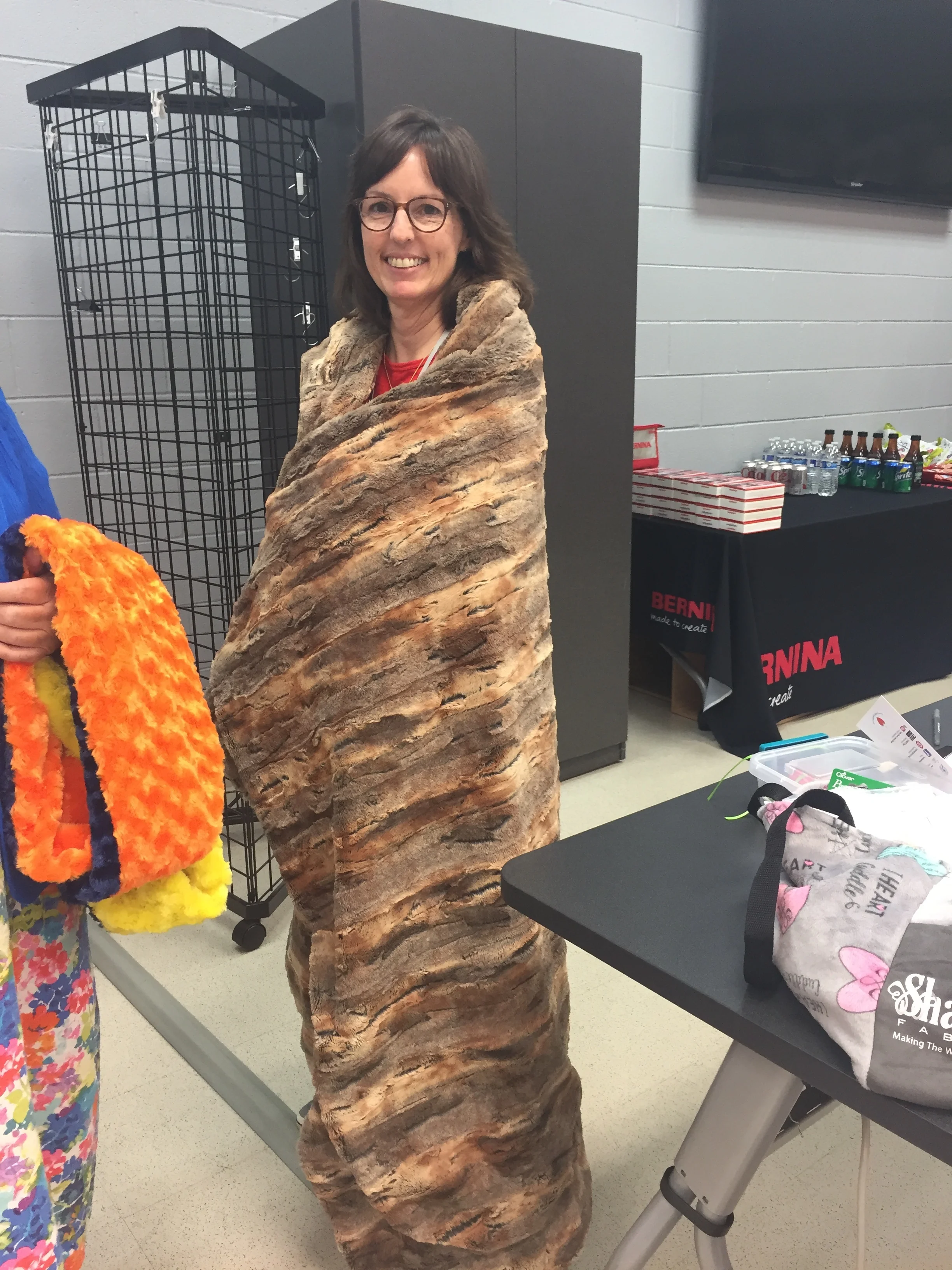 The sweet Donna Thornton swaddled in a lucious Luxe Cuddle