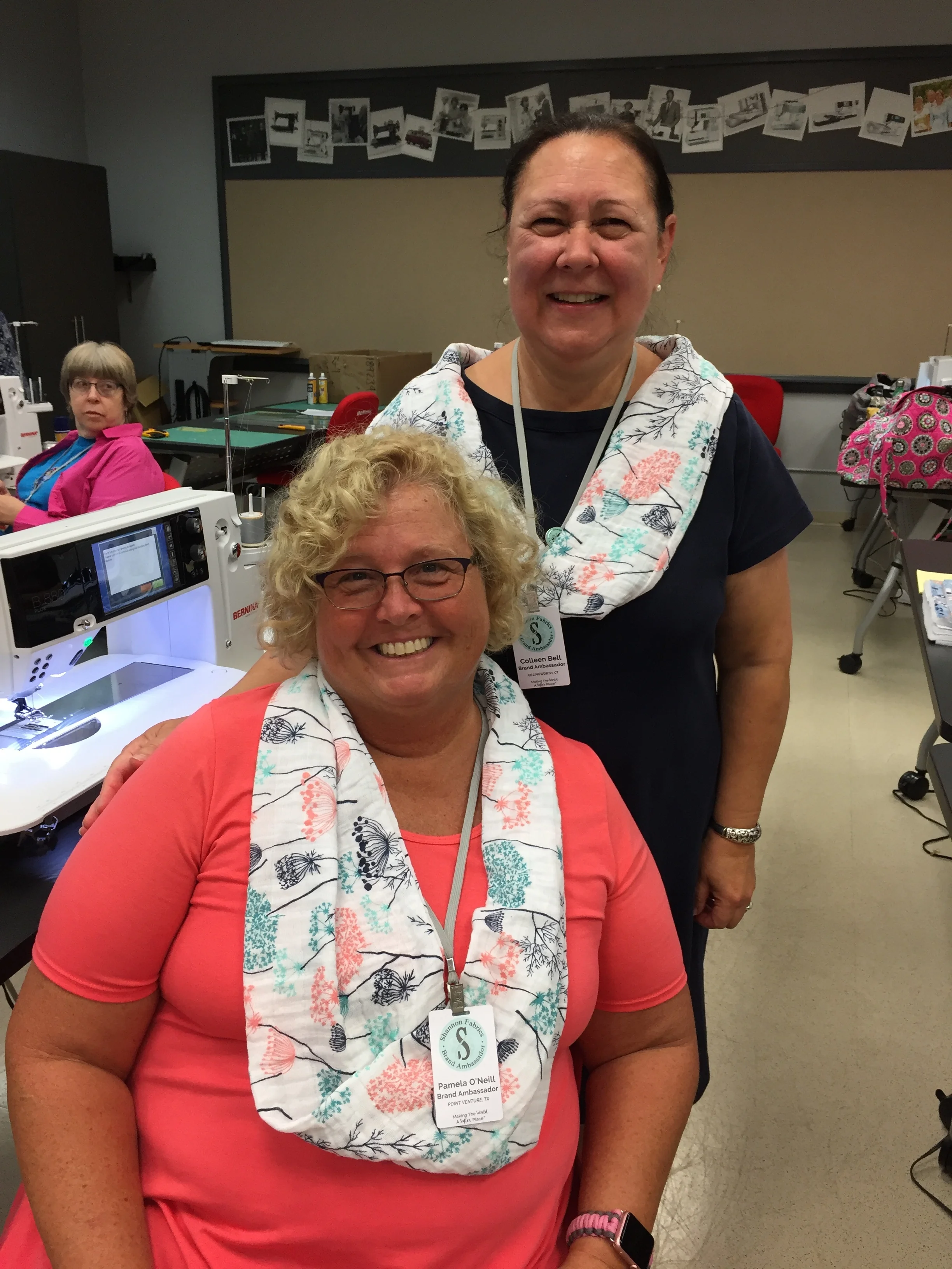 Not only did we wear the same scarf, we were sewing partners that had the common bond of being the mother to large families - 8 for Pamela O'Neil and 9 for me