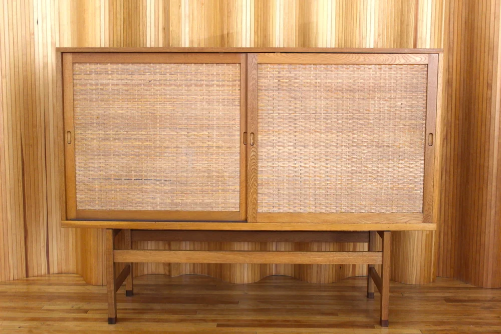 Rare Hans Wegner oak and rattan highboard - model RY33