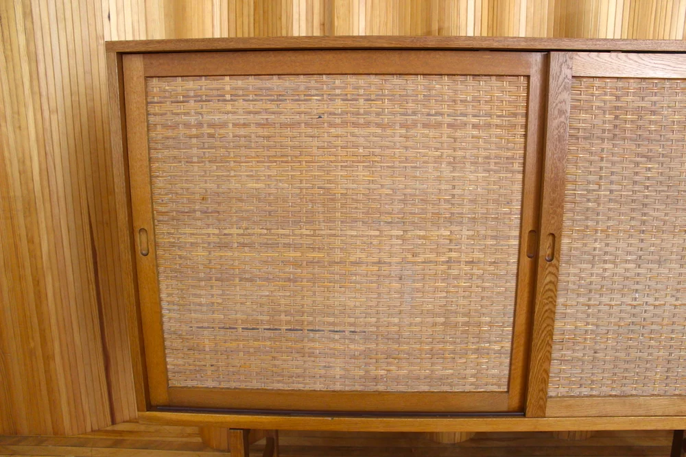 Rare Hans Wegner oak and rattan highboard - model RY33