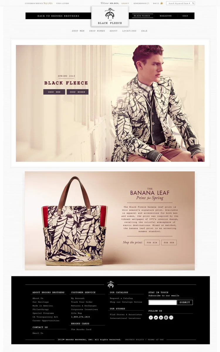 Black Fleece, Banana Leaf Print for Spring 