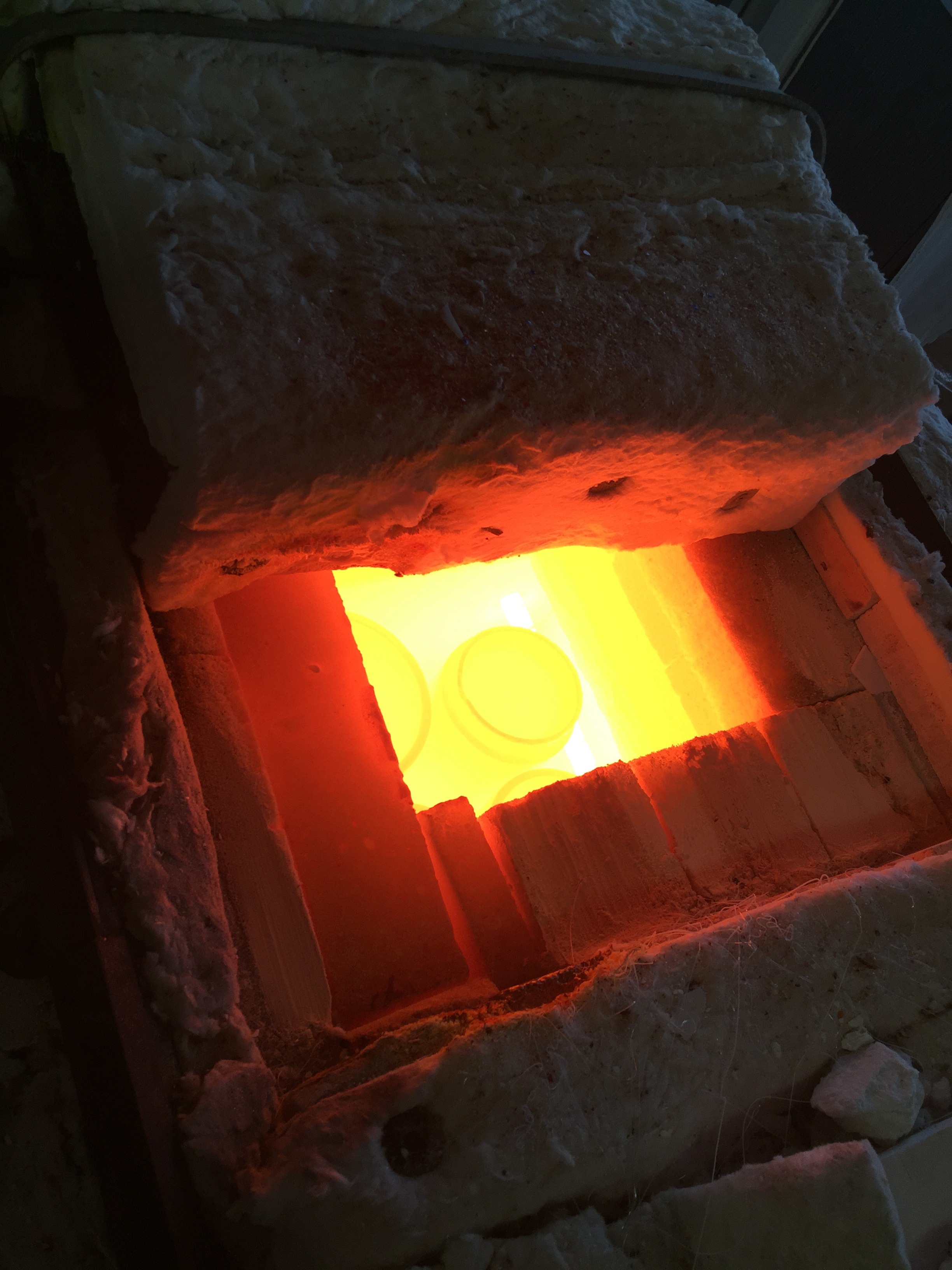 It appears that I will be turning the kilns on and doing some blowing to fill some orders. This is the Color tank that has four colors in. 