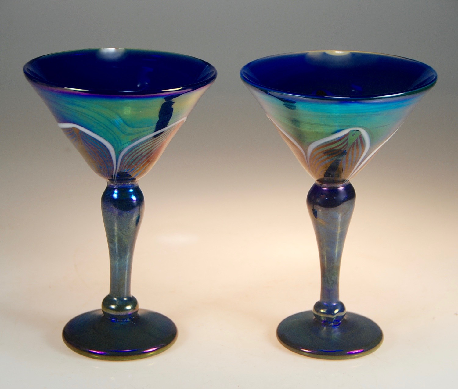 5" wide x 7.25" tall matching pair. Strini Art Glass
