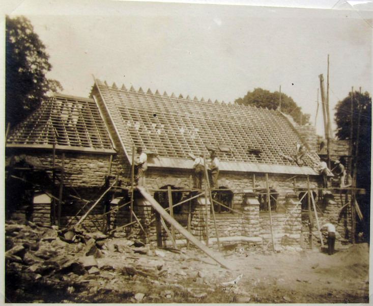 the construction of Mead Memorial Chapel, begun in 1905 and consecrated two years later. The stone was quarried at a home site just north of the Chapel and the timber for the roof came from the nearby woods..jpg