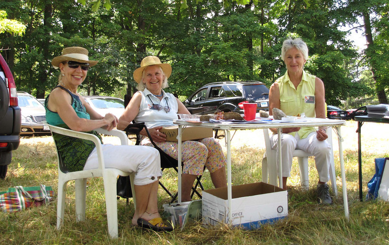 Lewisboro Land Trust 2010 garden tour - registration table in Pinecroft Preserve.jpg