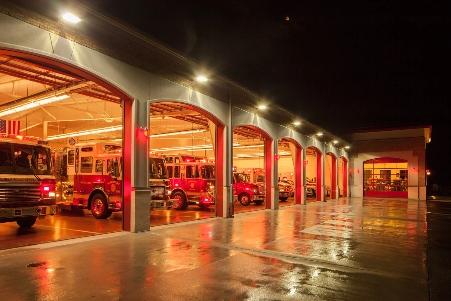 one of many files used to create the final image, this one captures the exterior lights over the garage bays. As you can see the colors very different between the inside and out. In person it doesn't look this strange, so it is my job to make the colors match and look natural.