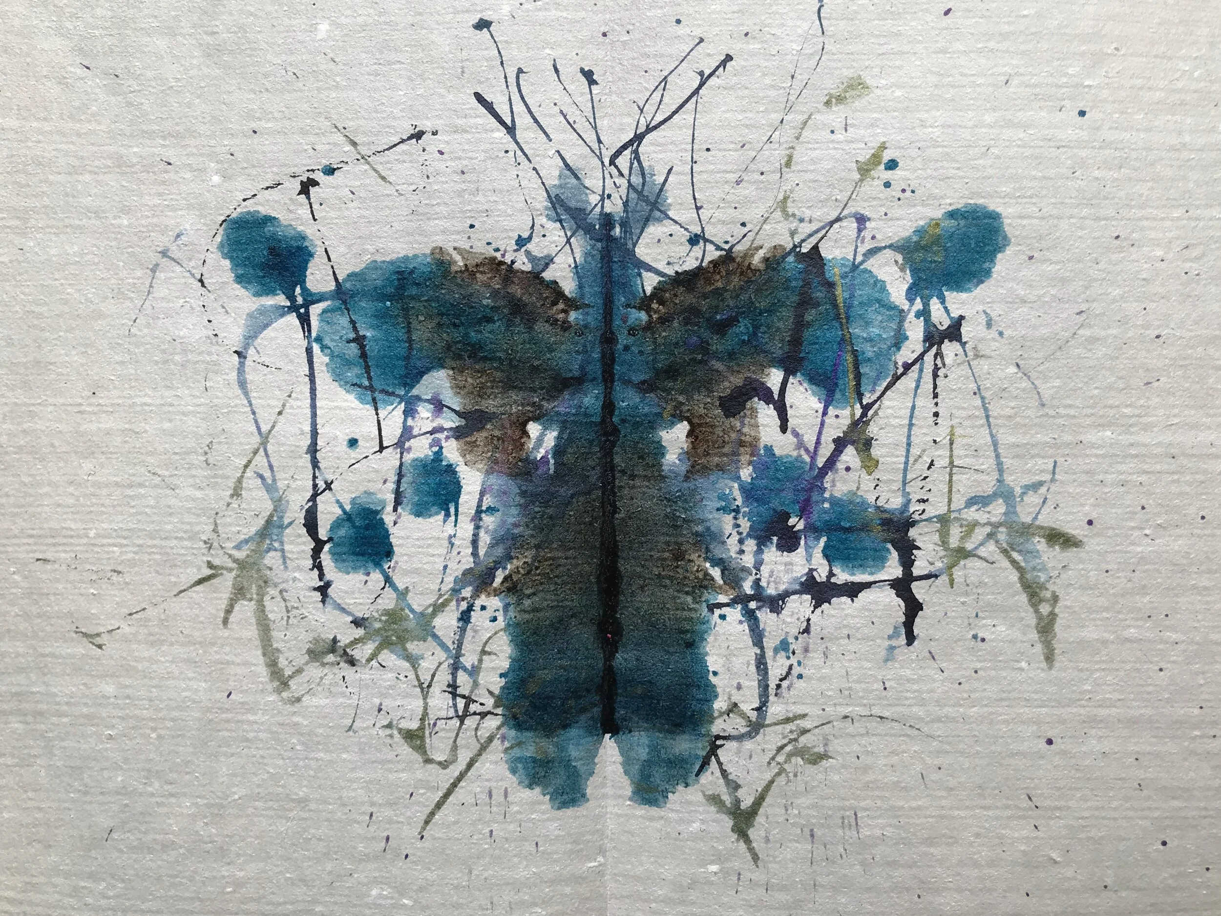  2020 acrylic + iridescent on handmade paper 