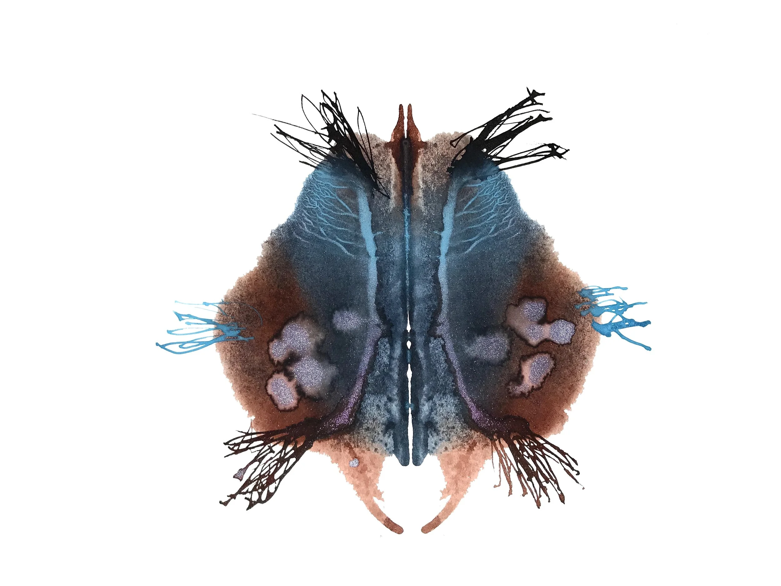  2020 gouache, japanese inks + iridescent on paper 