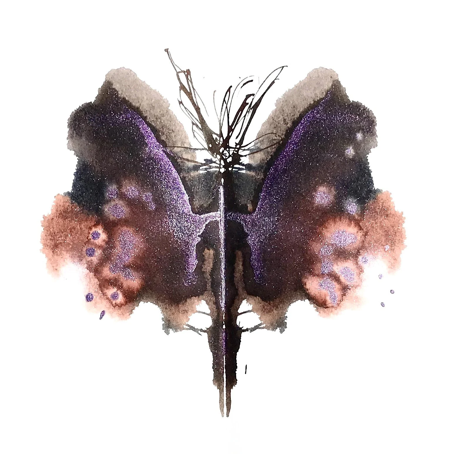  2020 japanese inks + iridescent powder on paper 