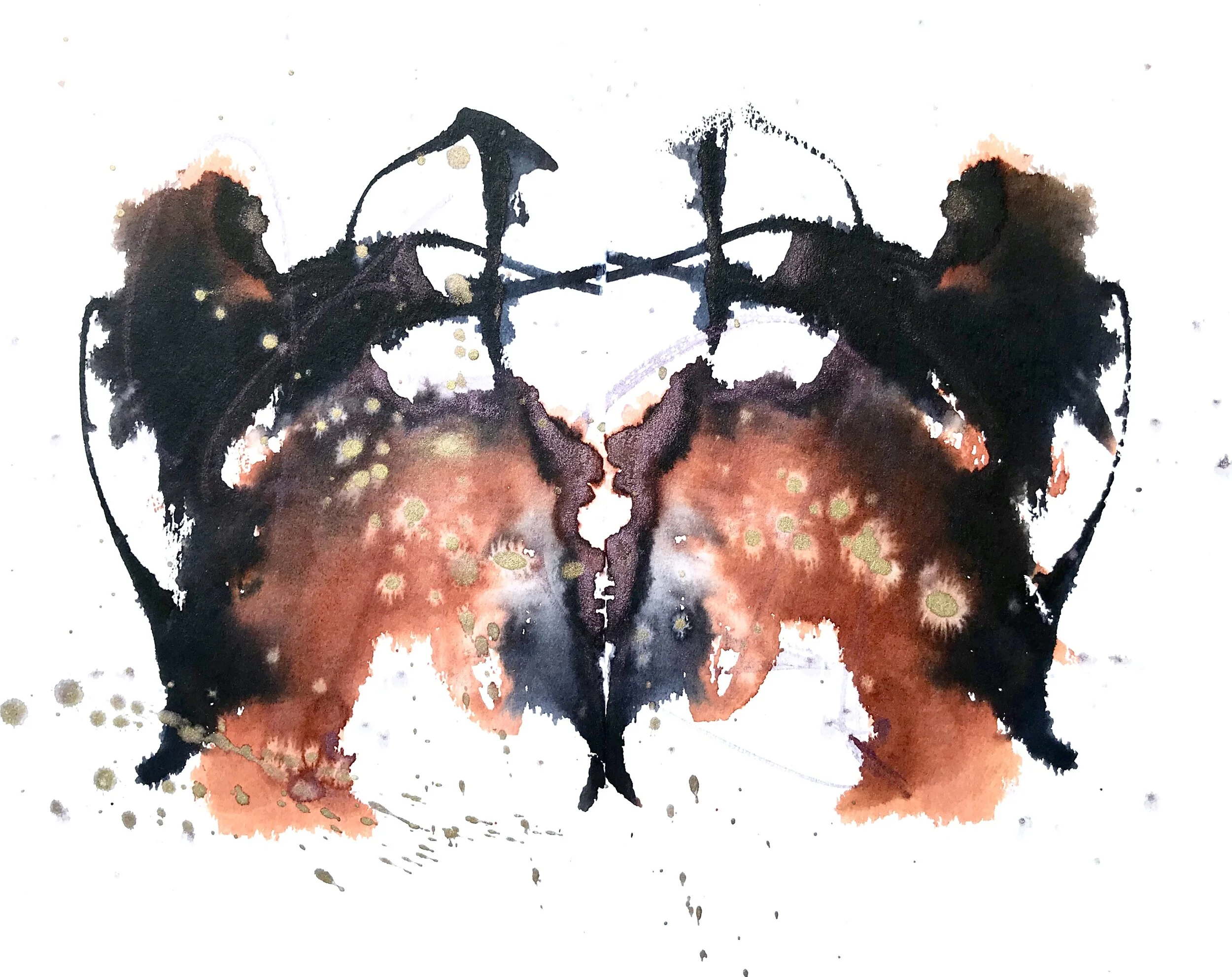  2020 japanese inks + iridescent powder on paper 