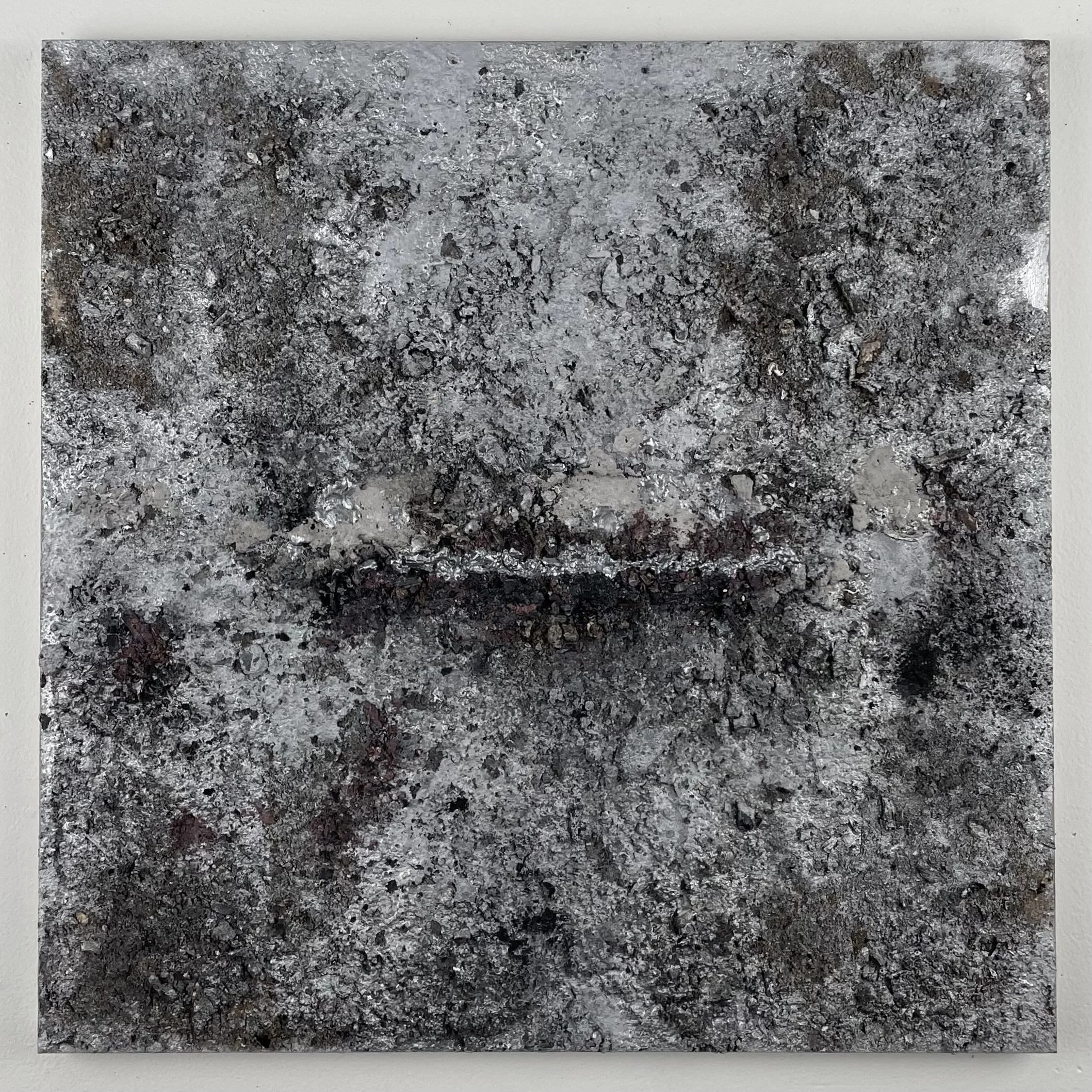  Alchemy of a Wound     2024      ash + acrylic on wood 20×20in &nbsp;50×50cm 