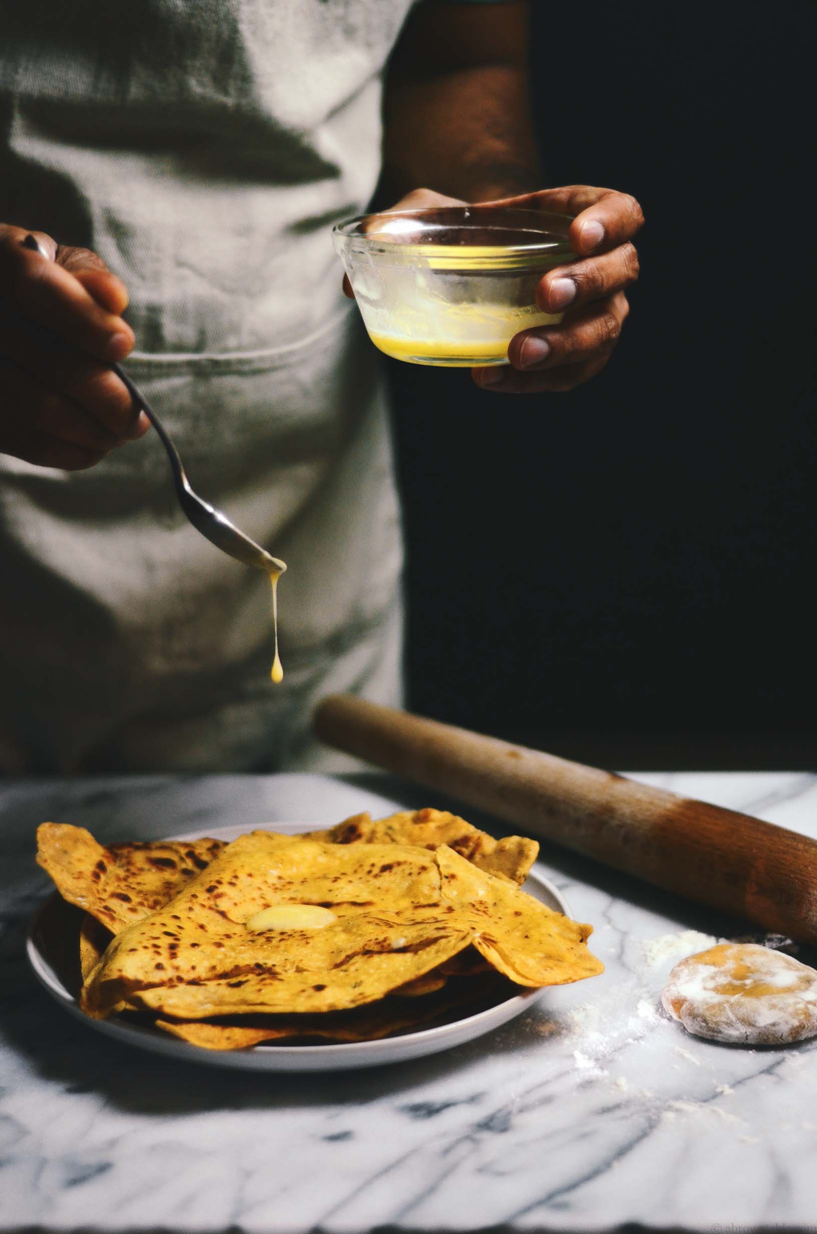 chickpea parathas/an indian flatbread