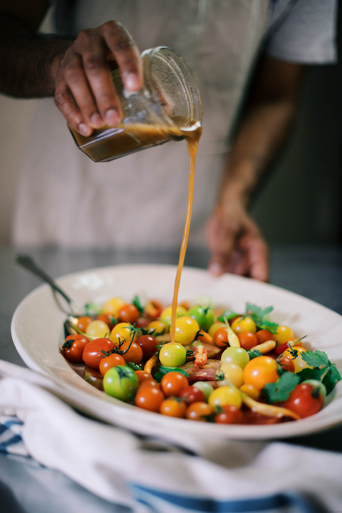 summer tomato salad with sweet tamarind dressing