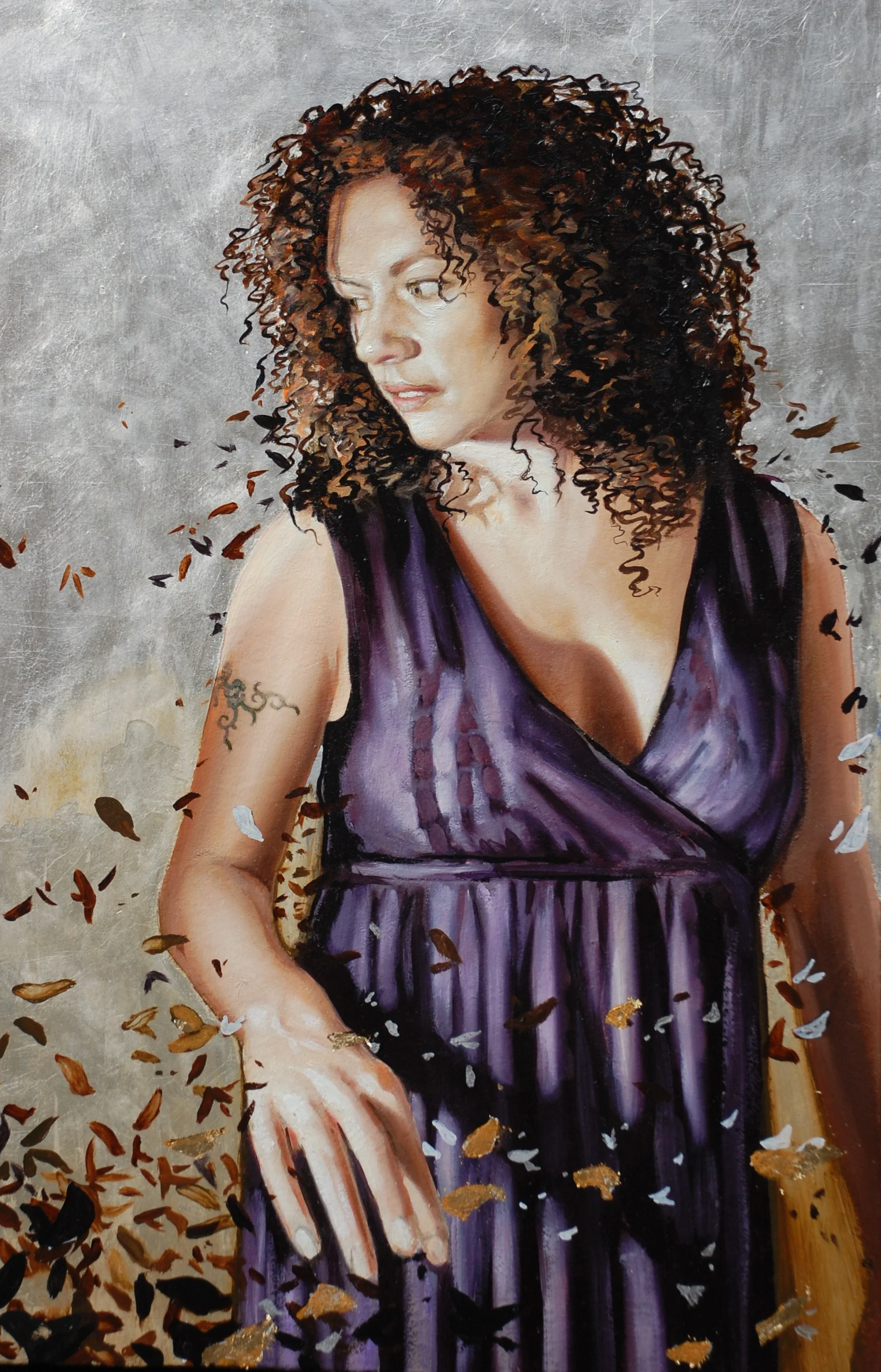 "Harmony in purple dress"