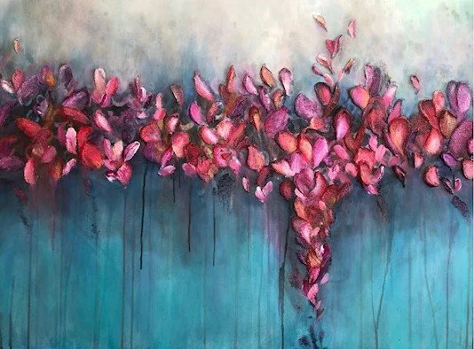 Tiffany Reid . . . " abstracted floral in acrylic"