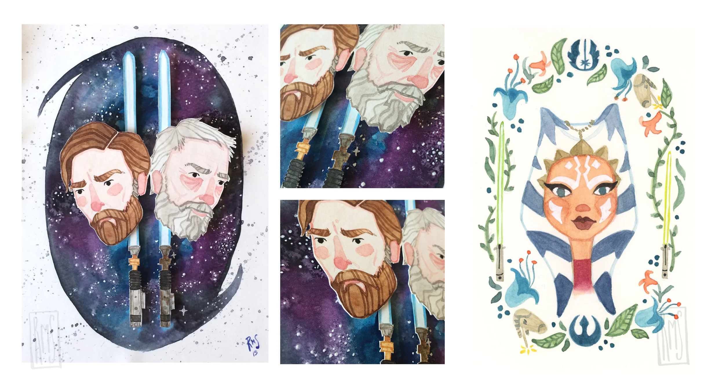 The two pieces that are currently showing at The Hive Gallery's "Jedi July" group show.