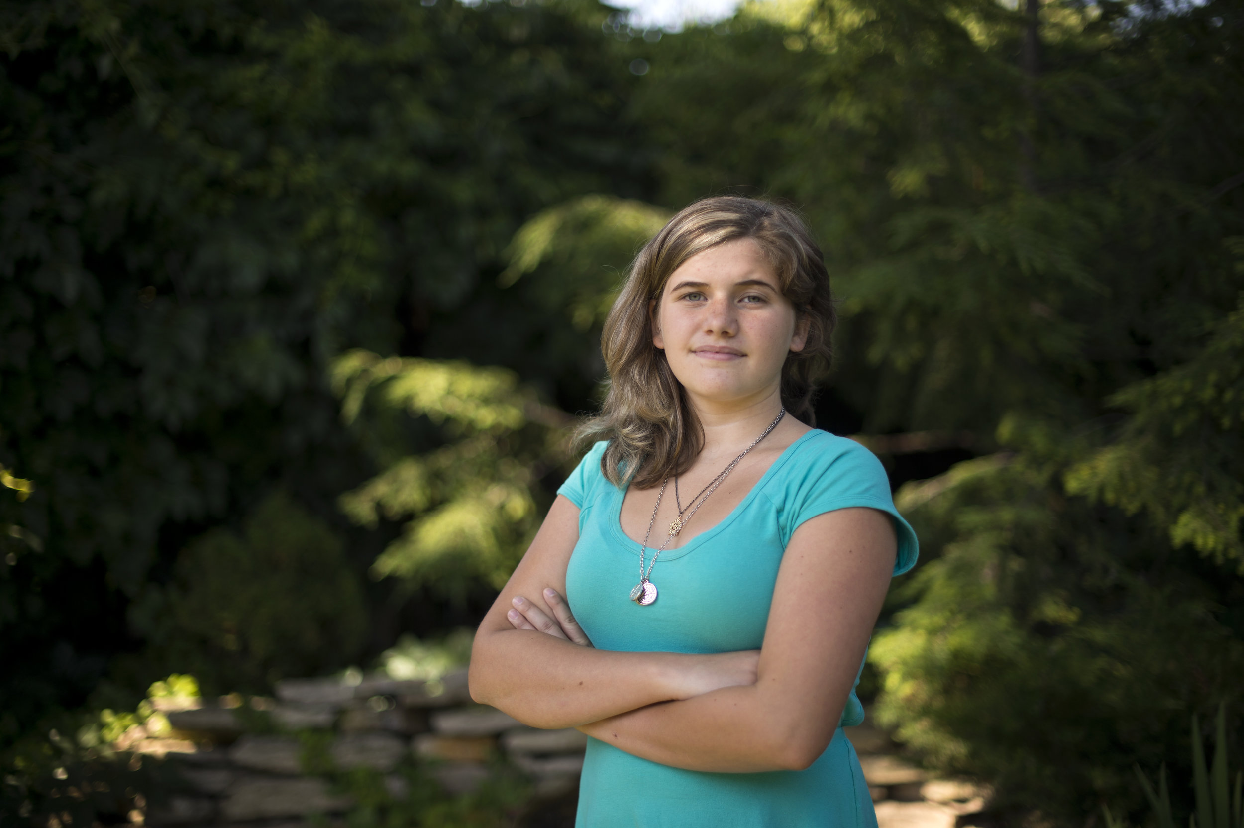  Evelyn Gilbert, 13, poses for a photo in her favourite place in the backyard at her home in Whitby, Ont. on July 20, 2016. A series of doctors failed to take Gilbert's pain seriously, as a result she may have to have a twisted ovary surgically remov
