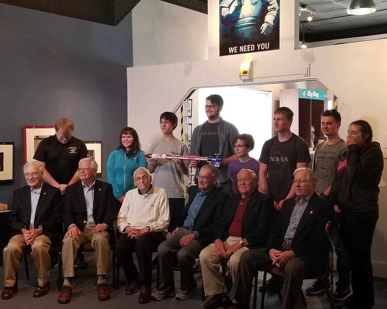 The Festus High School World Rocketry Champions with the Mercury 6 Engineers from MAC’s Old Team ! To learn more about the Festus High School Rocketry Club ’s visit to The Space Museum , click on the link below. A Suprise Out of this World for the Festus High School Rocketry Club Champions