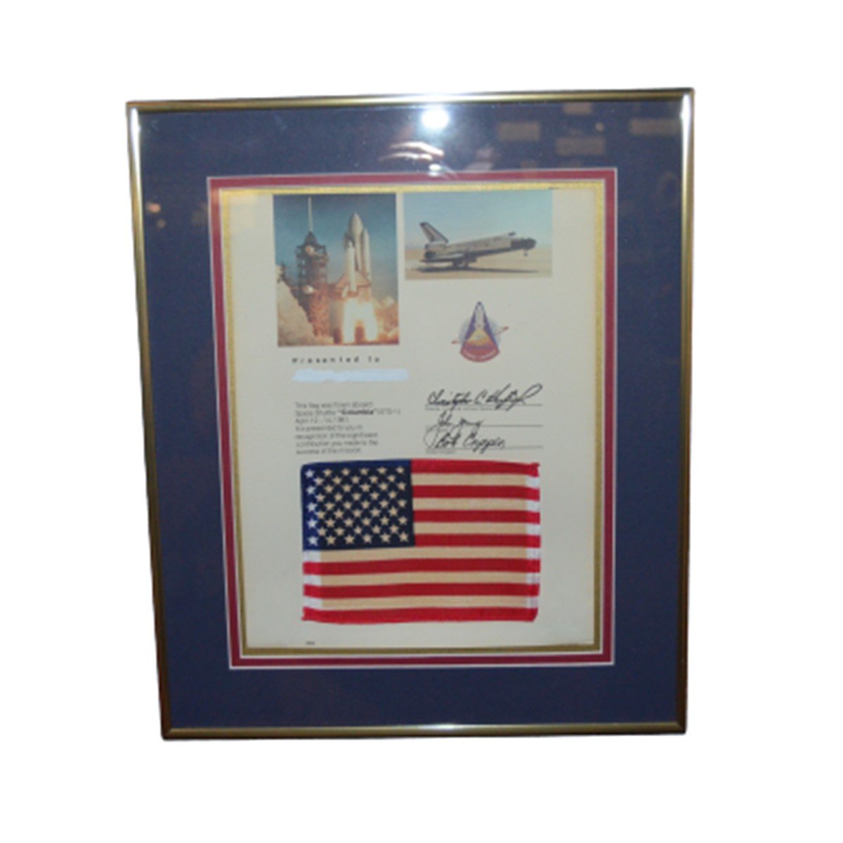 Flown Shuttle Mission STS-1 American Flag