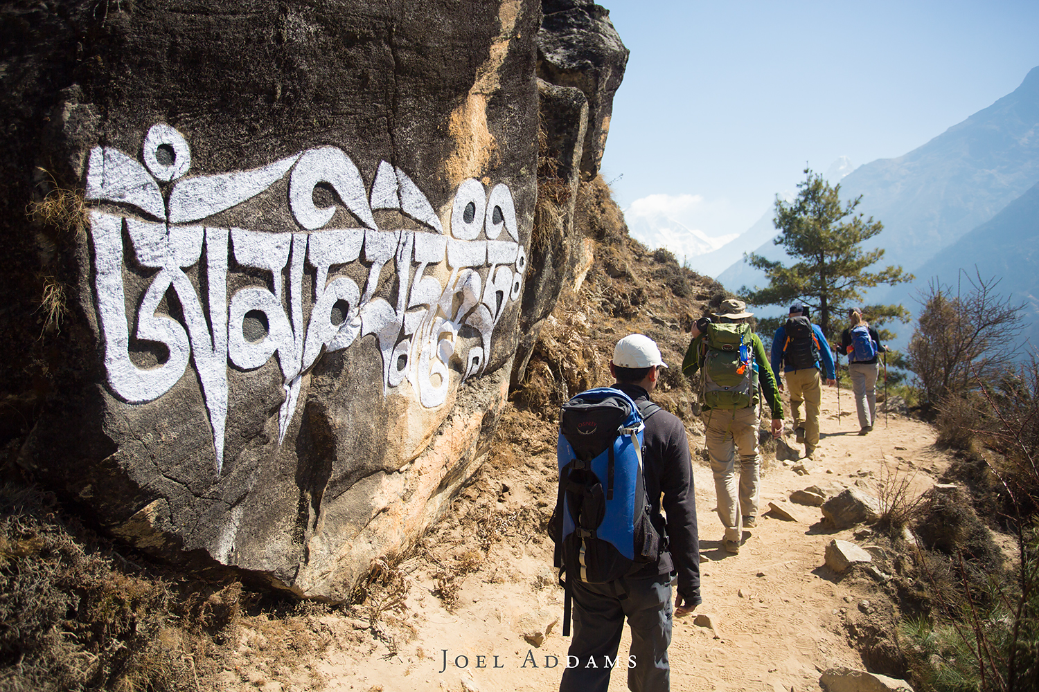 Day 3. A rest day of only 2.5 hours hiking from Namche Bazaar to Kyangjuma. But great view. Photo by Joel Addams