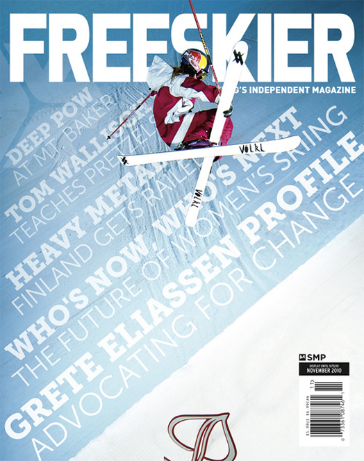 November issue&#8217;s cover of Freeskier Magazine featuring Grete Eliassen, shot in Aspen, CO.jpeg