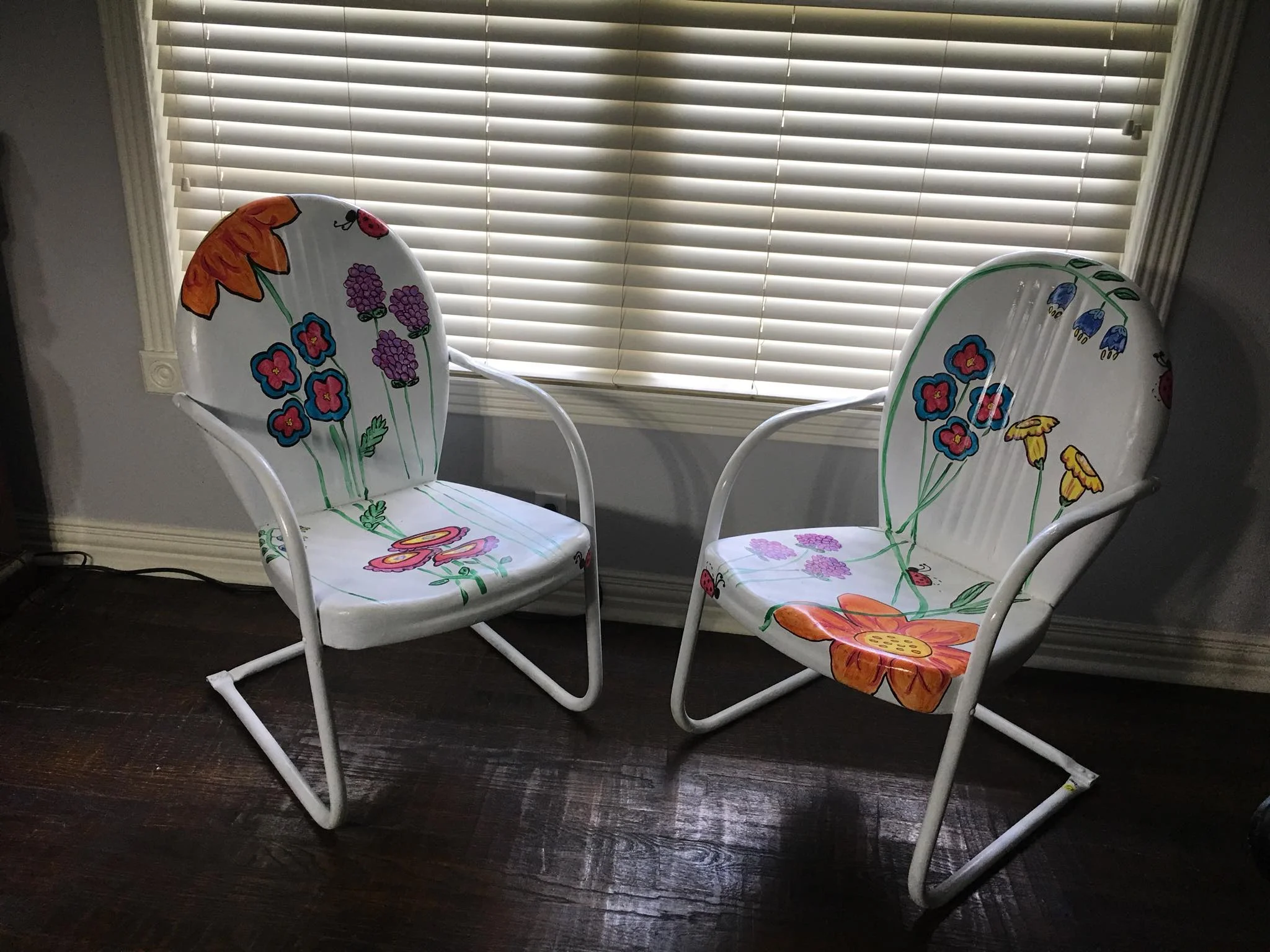 Vintage Lawn Chairs Painted by renowned South Texas Artist Danna Salter