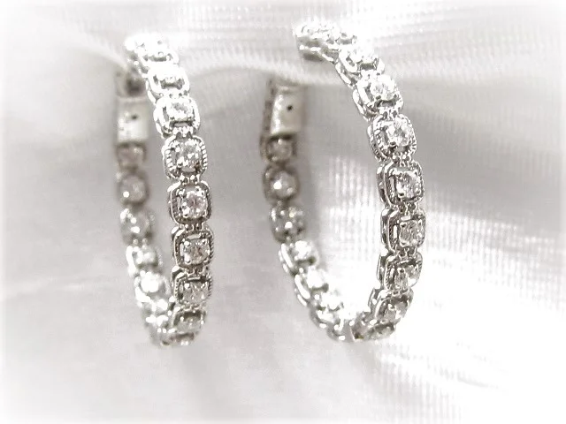 Buy Sterling Silver Diamond Cut Hoop 