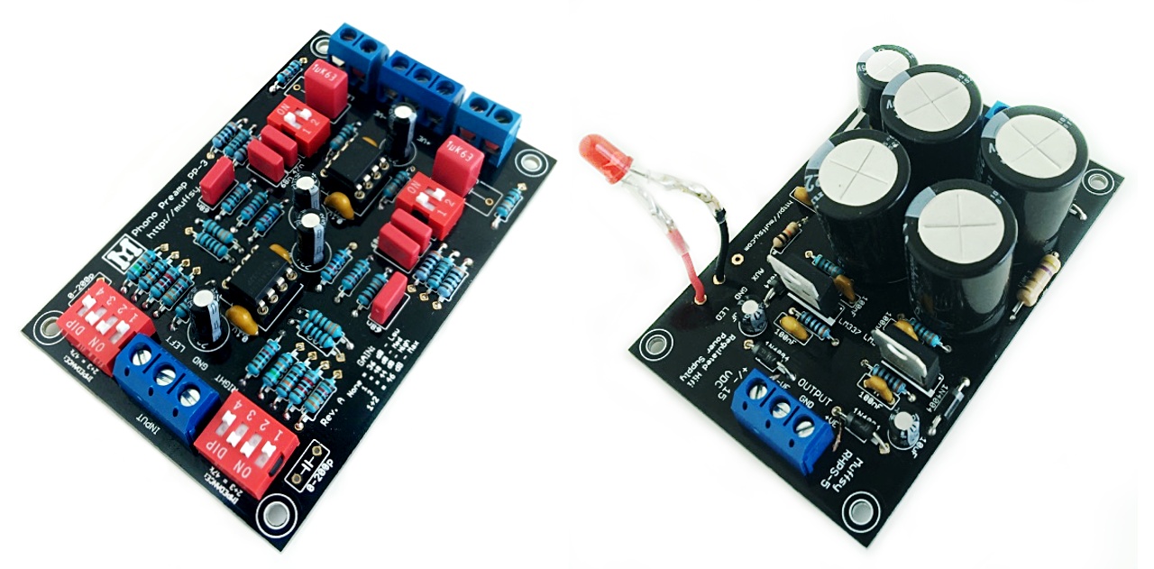 Phono stage (left) and and power supply (right).